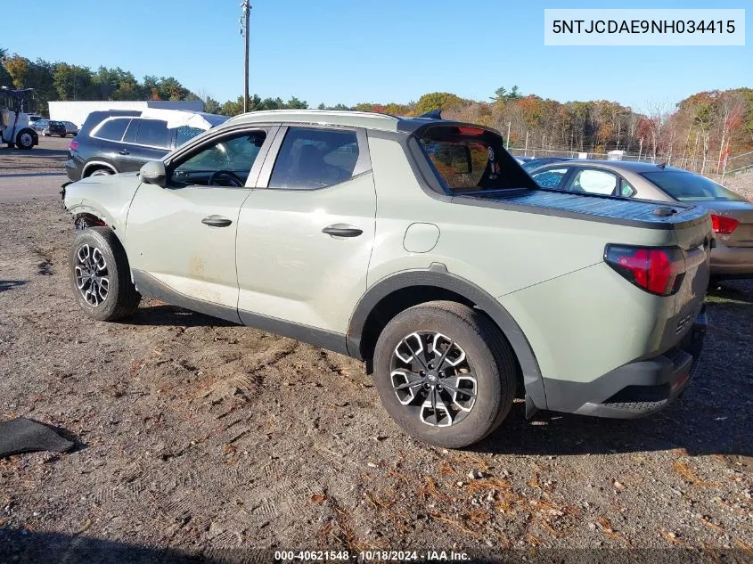 2022 Hyundai Santa Cruz Sel VIN: 5NTJCDAE9NH034415 Lot: 40621548