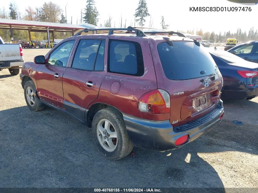 2001 Hyundai Santa Fe 2.7L V6 Gls/2.7L V6 Lx VIN: KM8SC83D01U097476 Lot: 40768155