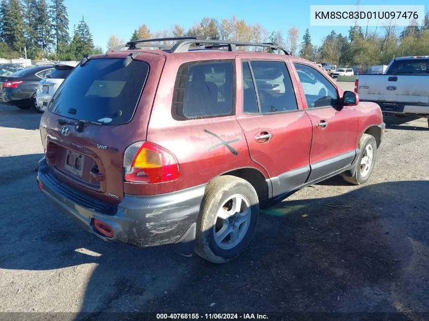 2001 Hyundai Santa Fe 2.7L V6 Gls/2.7L V6 Lx VIN: KM8SC83D01U097476 Lot: 40768155