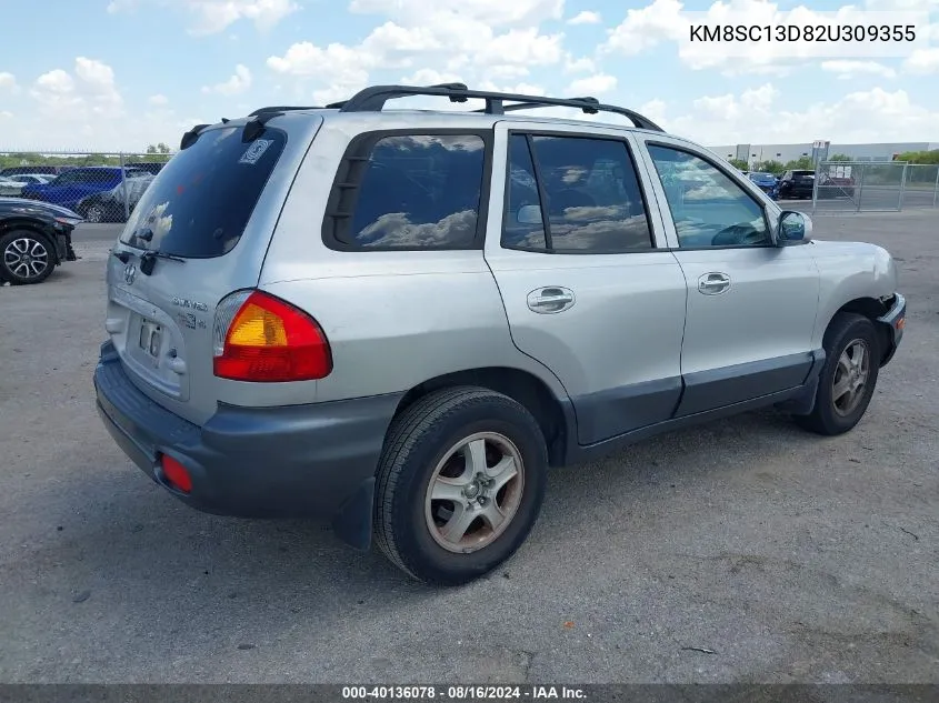 2002 Hyundai Santa Fe Gls/Lx VIN: KM8SC13D82U309355 Lot: 40136078