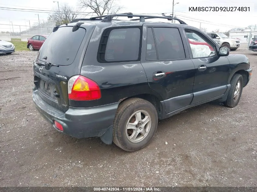 2002 Hyundai Santa Fe Gls/Lx VIN: KM8SC73D92U274831 Lot: 40742934