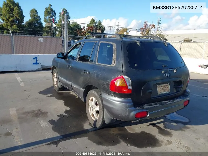 2002 Hyundai Santa Fe VIN: KM8SB12B52U285714 Lot: 40884629