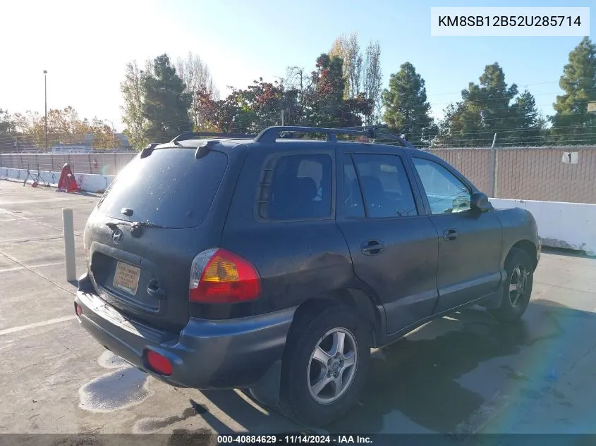 2002 Hyundai Santa Fe VIN: KM8SB12B52U285714 Lot: 40884629