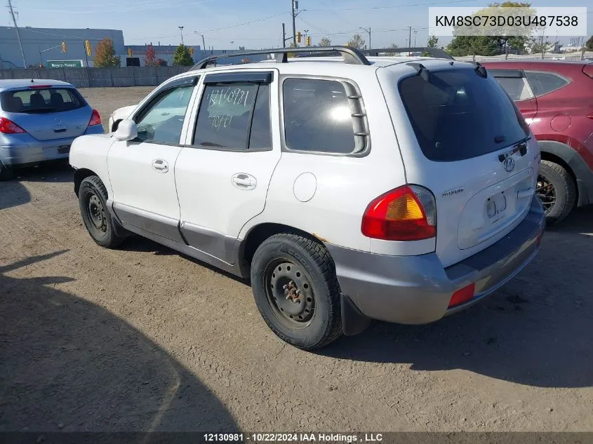 2003 Hyundai Santa Fe VIN: KM8SC73D03U487538 Lot: 12130981