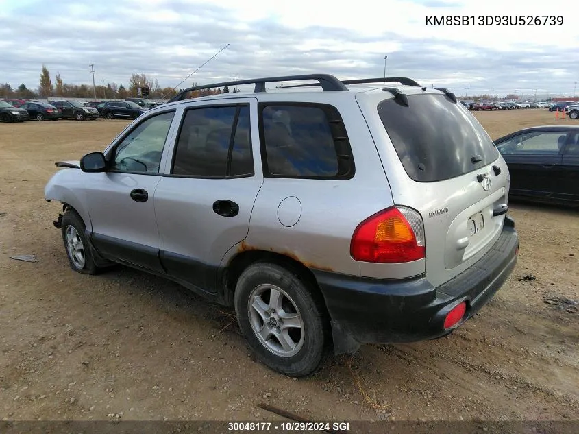 2003 Hyundai Santa Fe VIN: KM8SB13D93U526739 Lot: 30048177