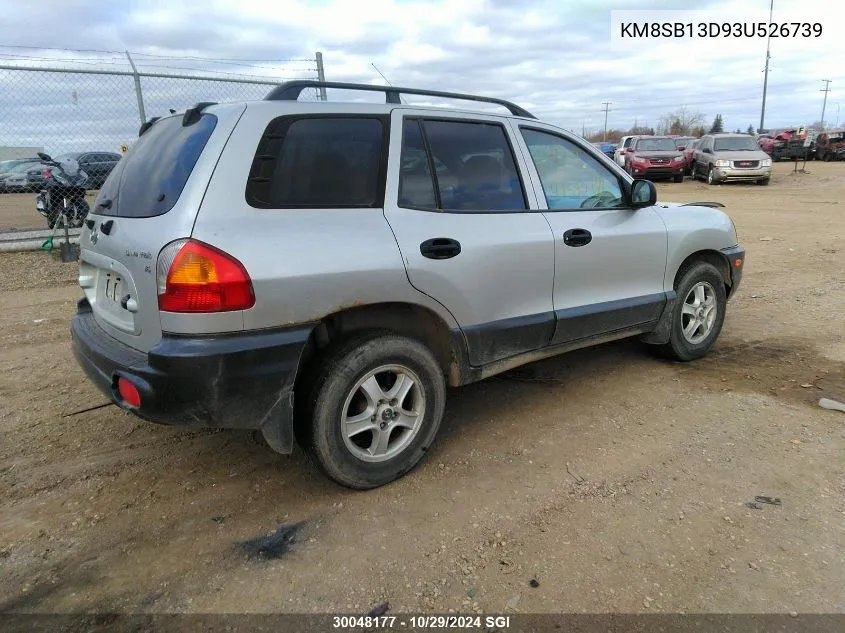 2003 Hyundai Santa Fe VIN: KM8SB13D93U526739 Lot: 30048177