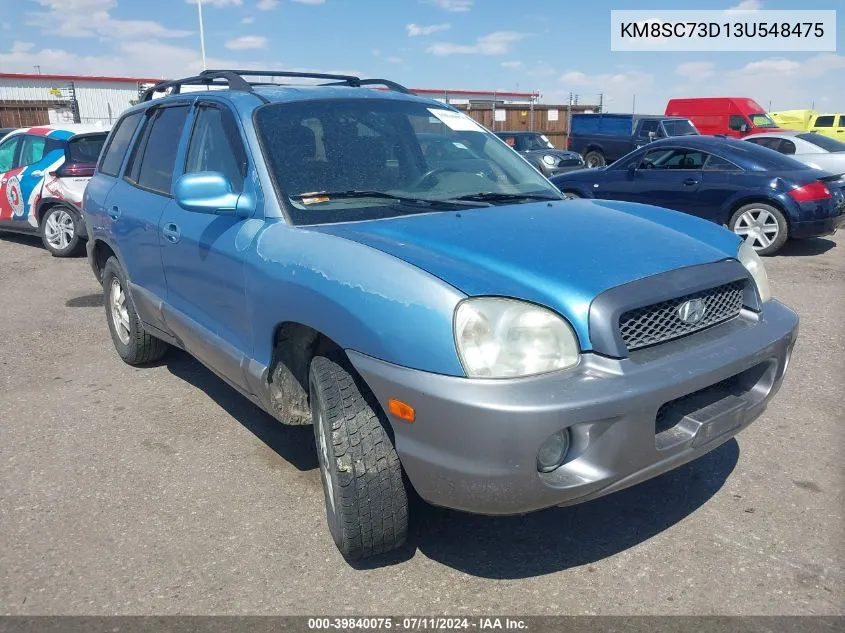 2003 Hyundai Santa Fe Gls/Lx VIN: KM8SC73D13U548475 Lot: 39840075