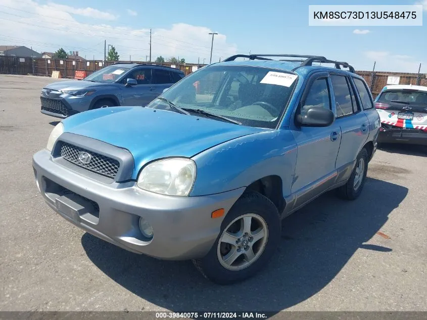 2003 Hyundai Santa Fe Gls/Lx VIN: KM8SC73D13U548475 Lot: 39840075