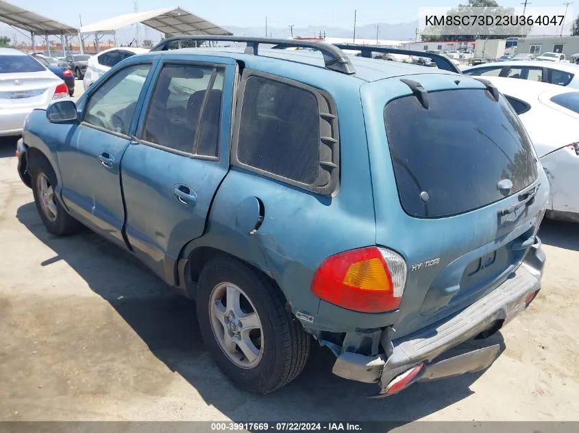 2003 Hyundai Santa Fe Gls/Lx VIN: KM8SC73D23U364047 Lot: 39917669