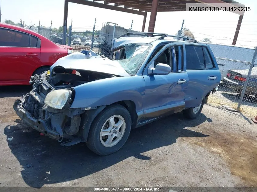 2003 Hyundai Santa Fe Gls/Lx VIN: KM8SC13D43U429235 Lot: 40053477