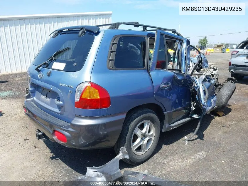 2003 Hyundai Santa Fe Gls/Lx VIN: KM8SC13D43U429235 Lot: 40053477