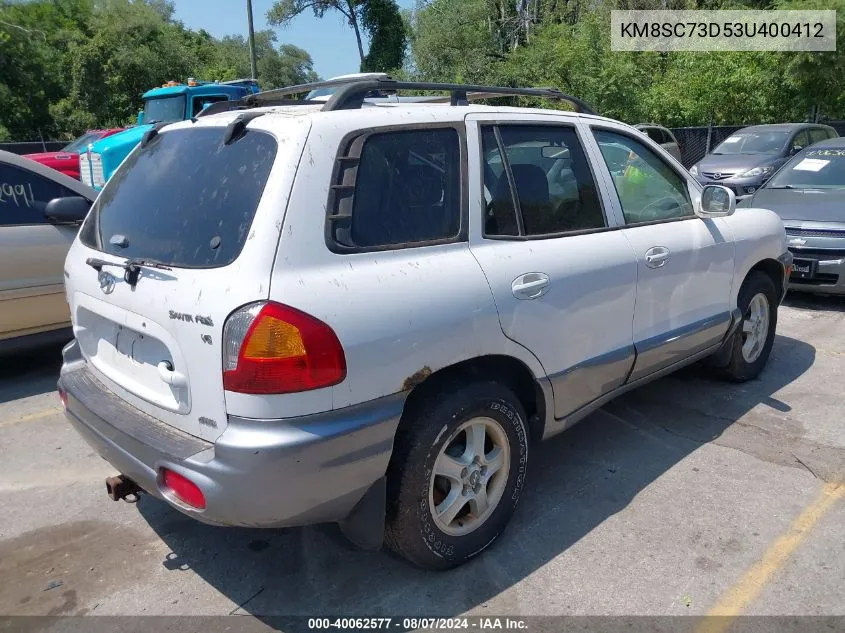 2003 Hyundai Santa Fe Gls/Lx VIN: KM8SC73D53U400412 Lot: 40062577