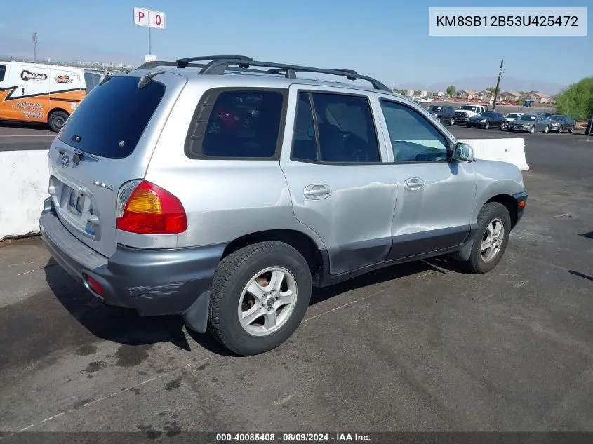 2003 Hyundai Santa Fe VIN: KM8SB12B53U425472 Lot: 40085408