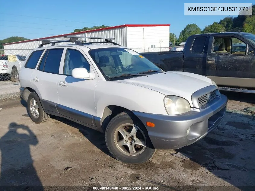 2003 Hyundai Santa Fe Gls/Lx VIN: KM8SC13E43U531773 Lot: 40149448