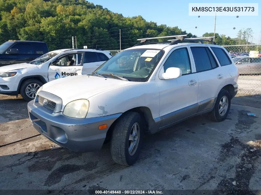 2003 Hyundai Santa Fe Gls/Lx VIN: KM8SC13E43U531773 Lot: 40149448