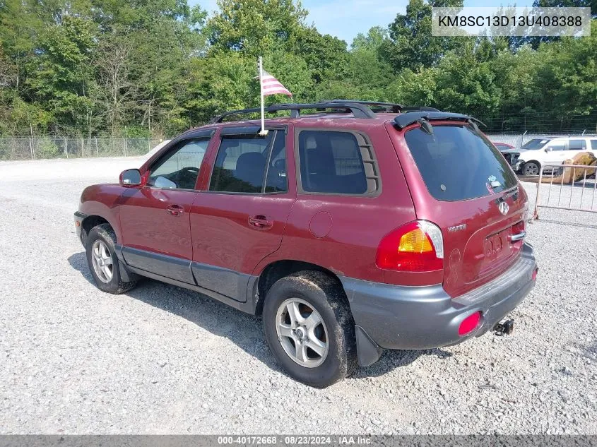 2003 Hyundai Santa Fe Gls/Lx VIN: KM8SC13D13U408388 Lot: 40172668