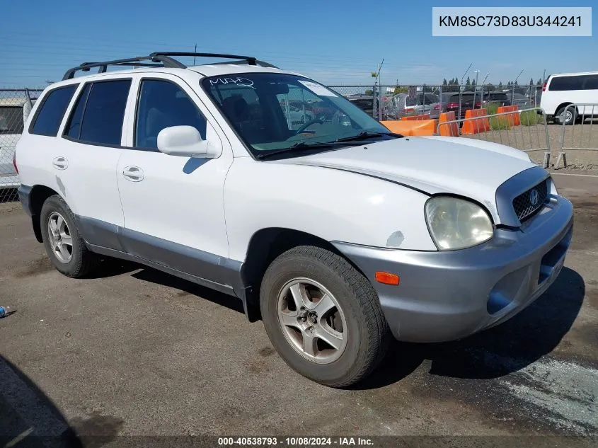 2003 Hyundai Santa Fe Gls/Lx VIN: KM8SC73D83U344241 Lot: 40538793