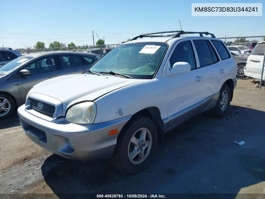 2003 Hyundai Santa Fe Gls/Lx VIN: KM8SC73D83U344241 Lot: 40538793