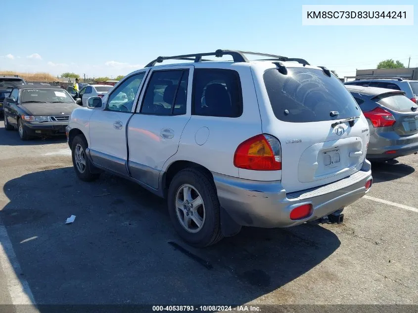 2003 Hyundai Santa Fe Gls/Lx VIN: KM8SC73D83U344241 Lot: 40538793