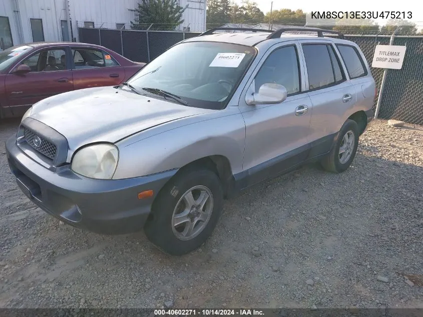 2003 Hyundai Santa Fe Gls/Lx VIN: KM8SC13E33U475213 Lot: 40602271