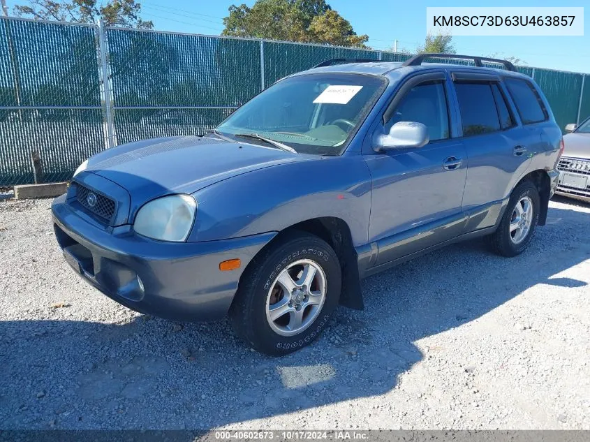 2003 Hyundai Santa Fe Gls/Lx VIN: KM8SC73D63U463857 Lot: 40602673