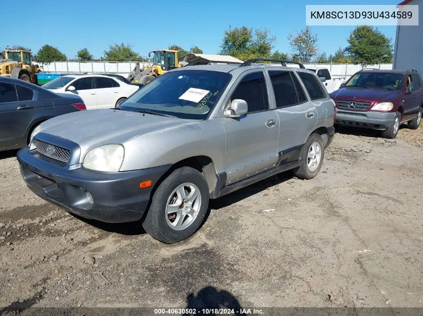 2003 Hyundai Santa Fe Gls/Lx VIN: KM8SC13D93U434589 Lot: 40630502