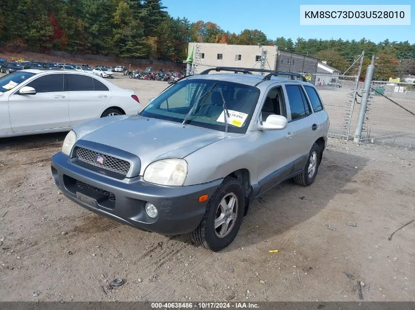 2003 Hyundai Santa Fe Gls/Lx VIN: KM8SC73D03U528010 Lot: 40638486