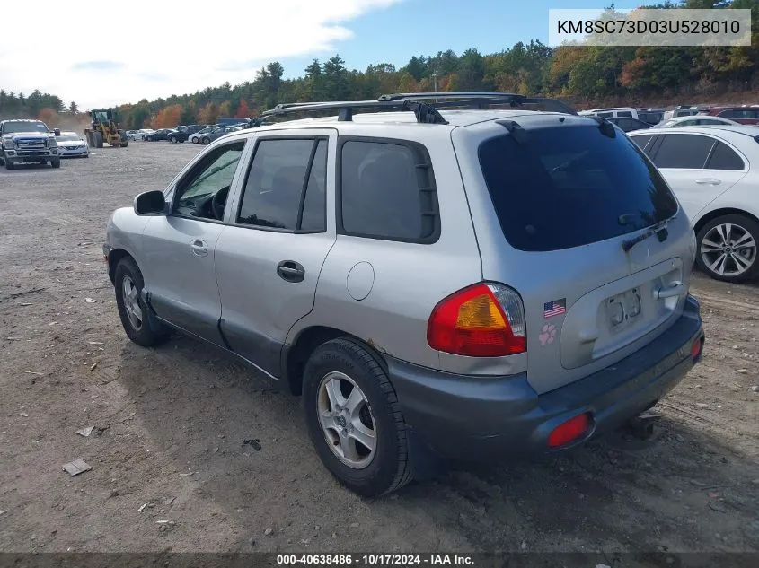 2003 Hyundai Santa Fe Gls/Lx VIN: KM8SC73D03U528010 Lot: 40638486