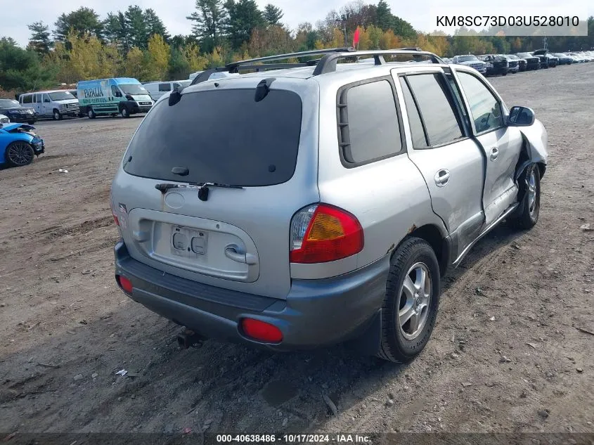 2003 Hyundai Santa Fe Gls/Lx VIN: KM8SC73D03U528010 Lot: 40638486