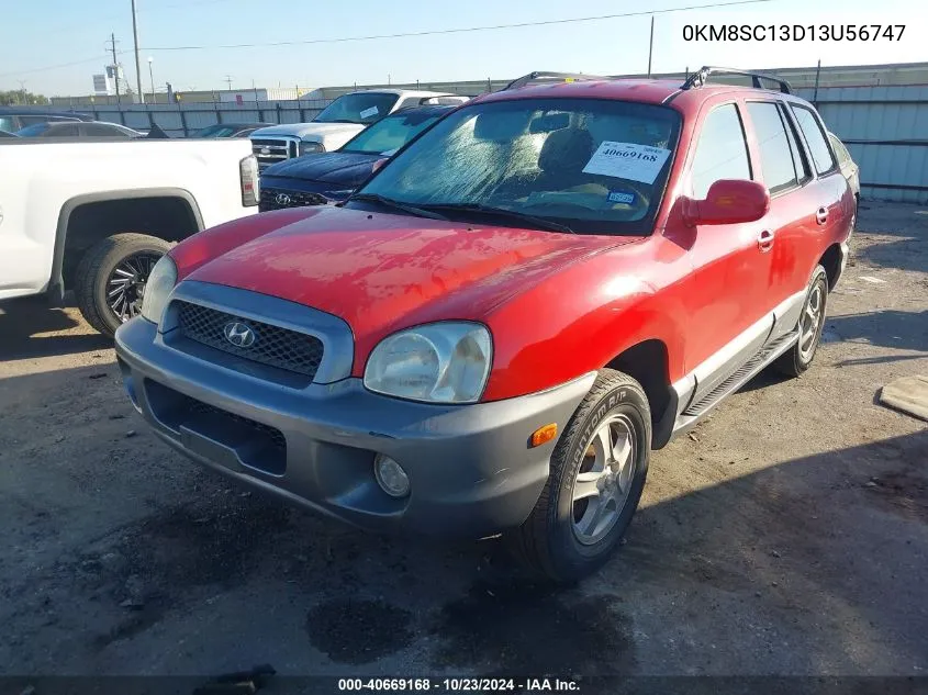 2003 Hyundai Santa Fe Gls/Lx VIN: 0KM8SC13D13U56747 Lot: 40669168