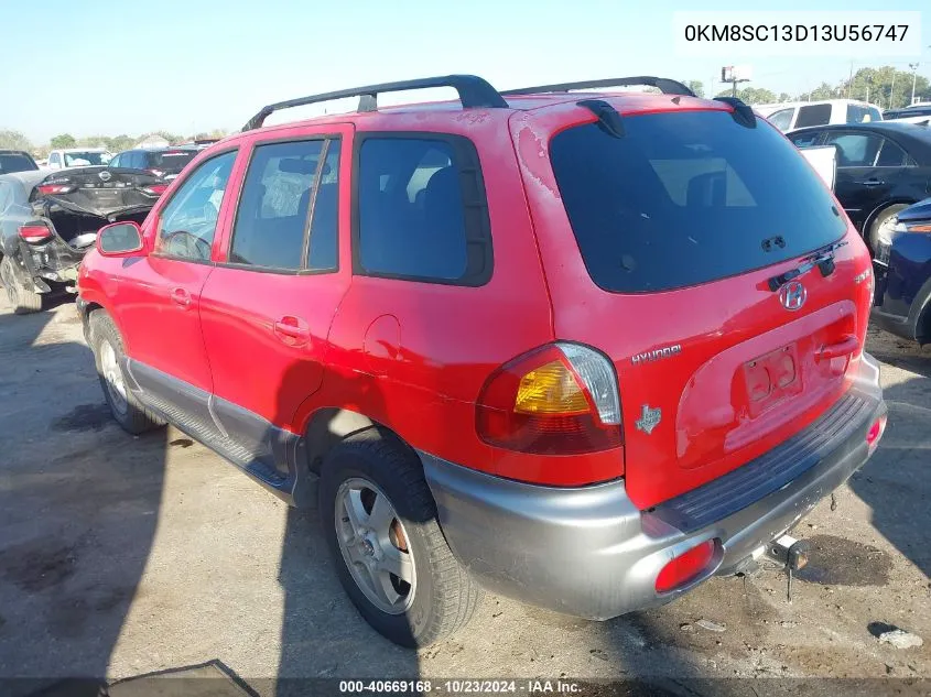 2003 Hyundai Santa Fe Gls/Lx VIN: 0KM8SC13D13U56747 Lot: 40669168