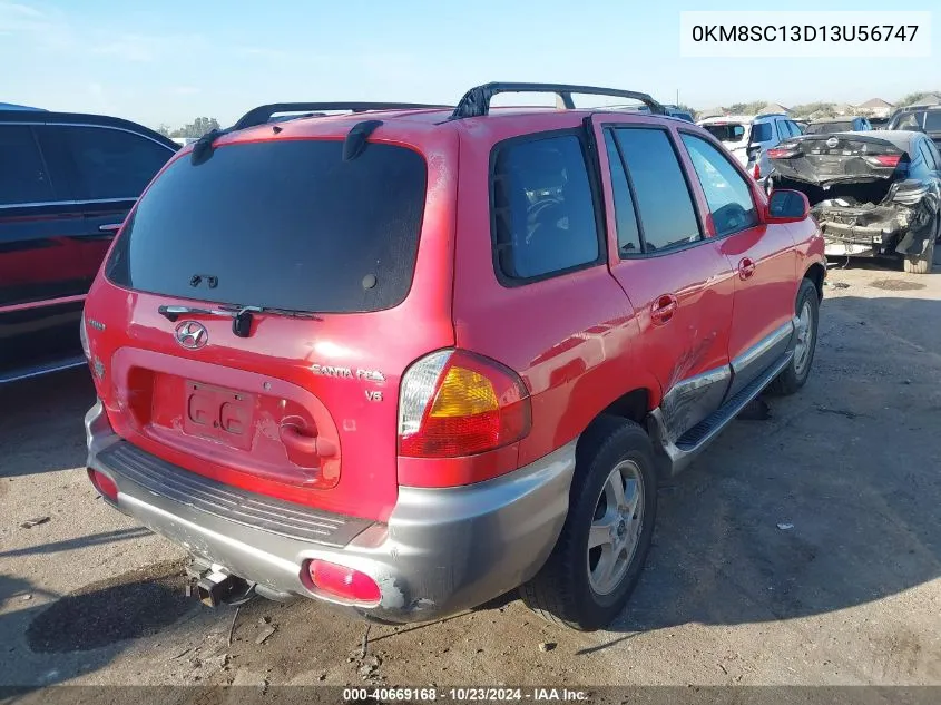 2003 Hyundai Santa Fe Gls/Lx VIN: 0KM8SC13D13U56747 Lot: 40669168