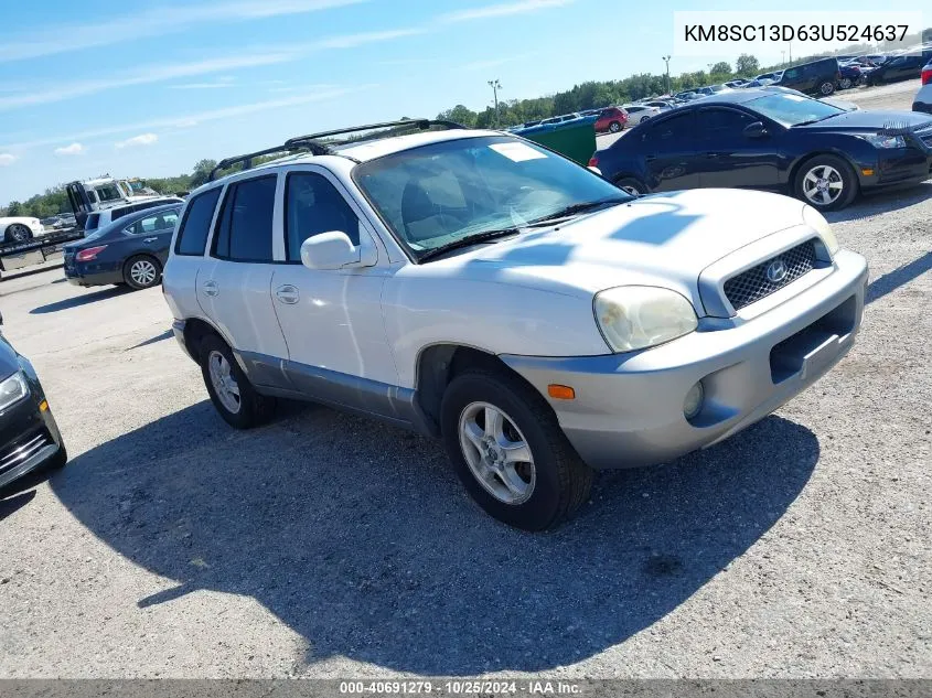 2003 Hyundai Santa Fe Gls/Lx VIN: KM8SC13D63U524637 Lot: 40691279