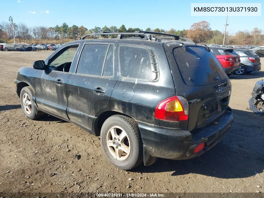 2003 Hyundai Santa Fe Gls/Lx VIN: KM8SC73D13U371930 Lot: 40731011