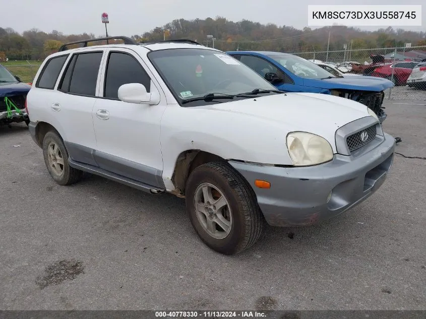 2003 Hyundai Santa Fe Gls/Lx VIN: KM8SC73DX3U558745 Lot: 40778330