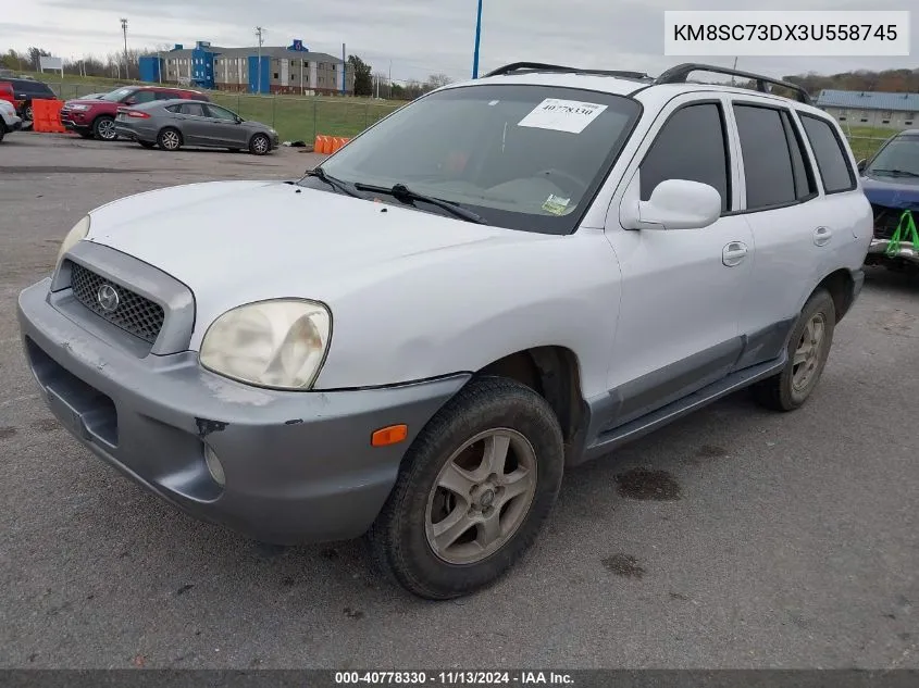 2003 Hyundai Santa Fe Gls/Lx VIN: KM8SC73DX3U558745 Lot: 40778330