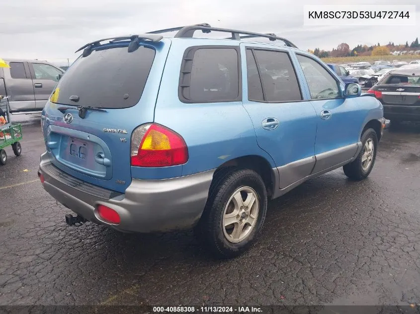 2003 Hyundai Santa Fe Gls/Lx VIN: KM8SC73D53U472744 Lot: 40858308