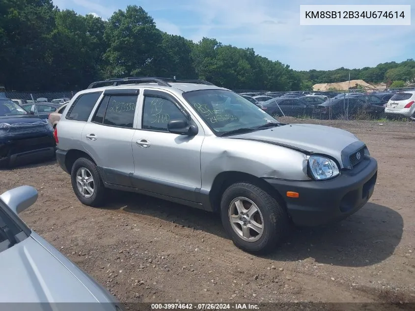 2004 Hyundai Santa Fe VIN: KM8SB12B34U674614 Lot: 39974642