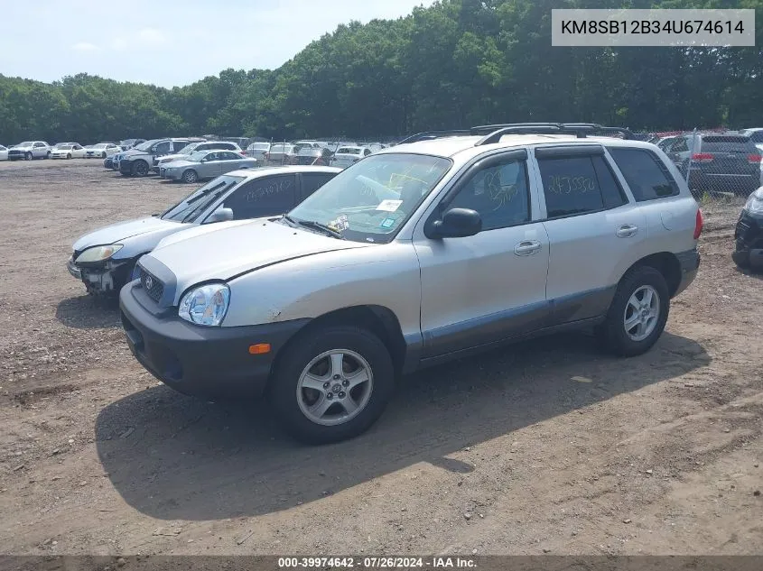 2004 Hyundai Santa Fe VIN: KM8SB12B34U674614 Lot: 39974642