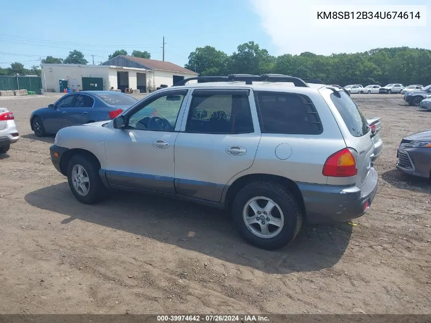 2004 Hyundai Santa Fe VIN: KM8SB12B34U674614 Lot: 39974642