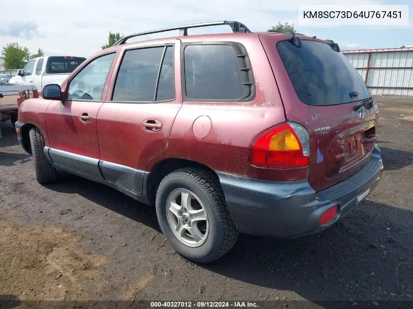 2004 Hyundai Santa Fe Gls VIN: KM8SC73D64U767451 Lot: 40327012