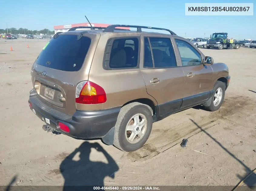 2004 Hyundai Santa Fe VIN: KM8SB12B54U802867 Lot: 40445440