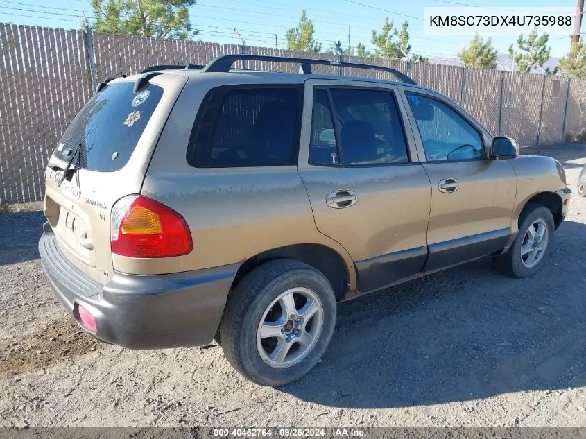 KM8SC73DX4U735988 2004 Hyundai Santa Fe Gls