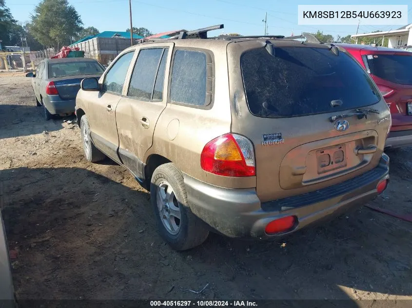 2004 Hyundai Santa Fe VIN: KM8SB12B54U663923 Lot: 40516297