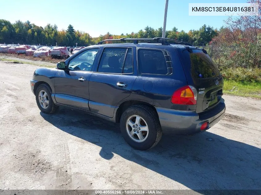 2004 Hyundai Santa Fe Gls/Lx VIN: KM8SC13E84U816381 Lot: 40556266