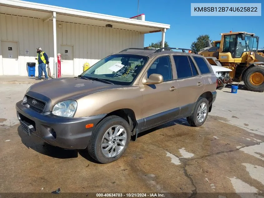 2004 Hyundai Santa Fe VIN: KM8SB12B74U625822 Lot: 40634703