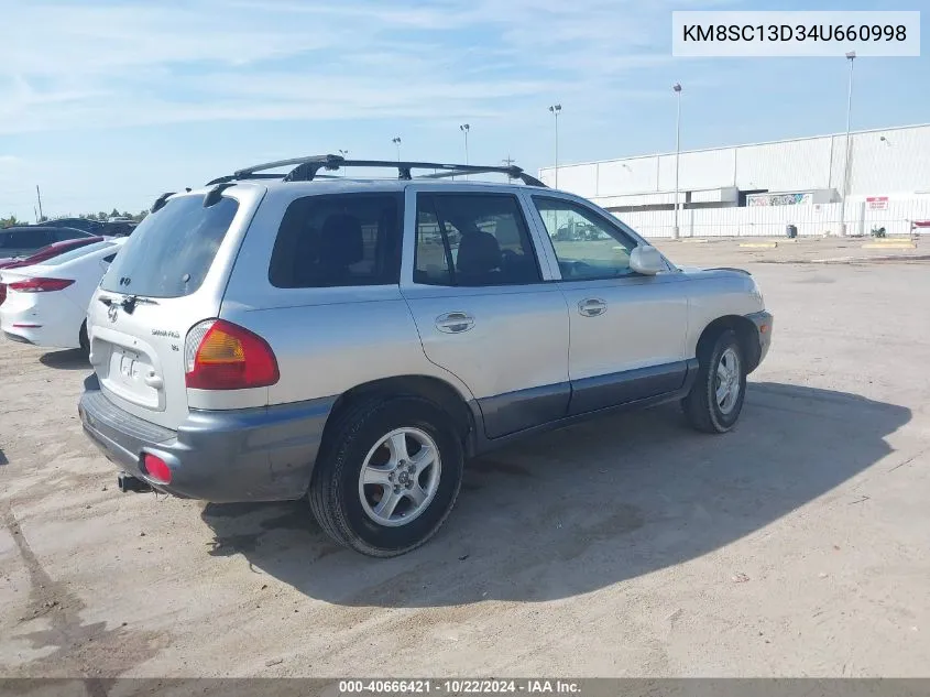 2004 Hyundai Santa Fe Gls VIN: KM8SC13D34U660998 Lot: 40666421