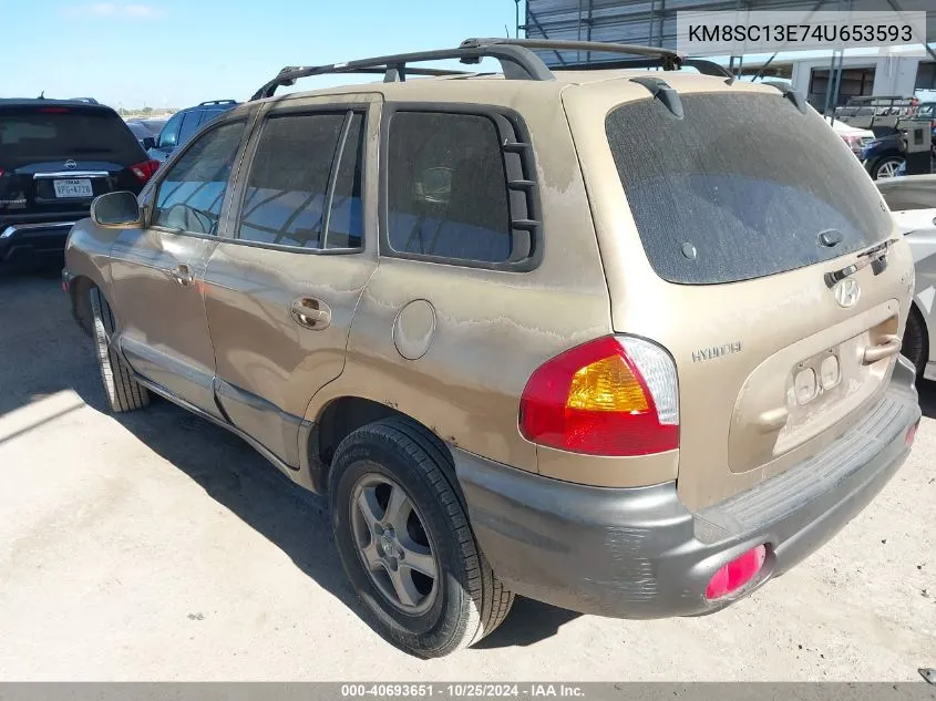 2004 Hyundai Santa Fe Gls/Lx VIN: KM8SC13E74U653593 Lot: 40693651