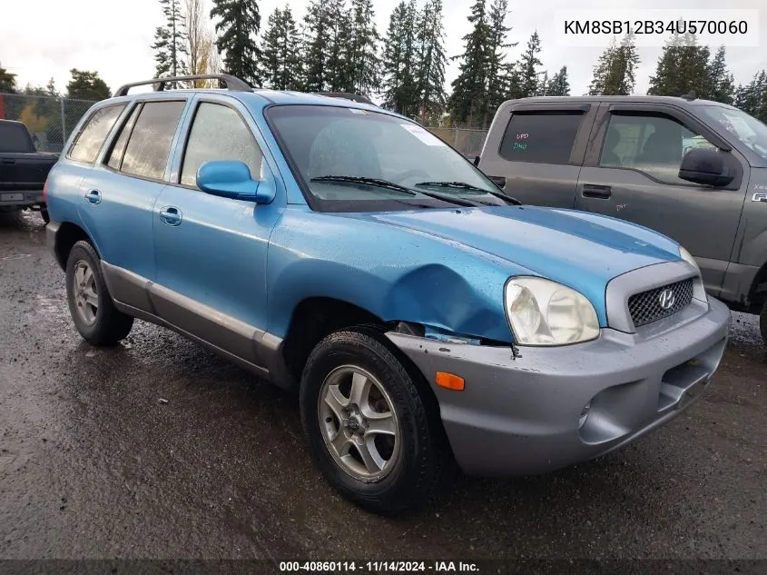 2004 Hyundai Santa Fe VIN: KM8SB12B34U570060 Lot: 40860114