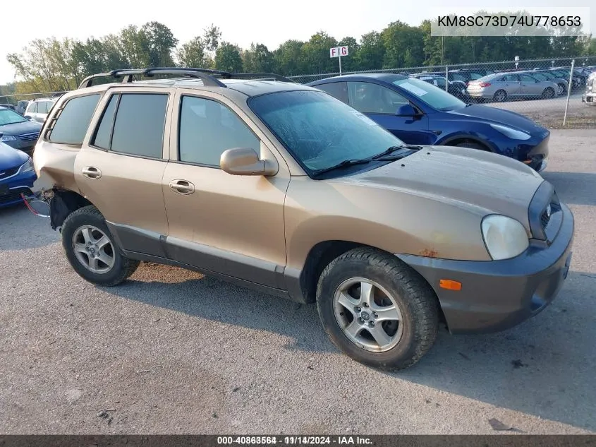 2004 Hyundai Santa Fe Gls VIN: KM8SC73D74U778653 Lot: 40863564